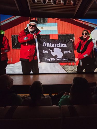 2025-01-23-12.46.37Pictures shown at the captain reception as we left Antarctica